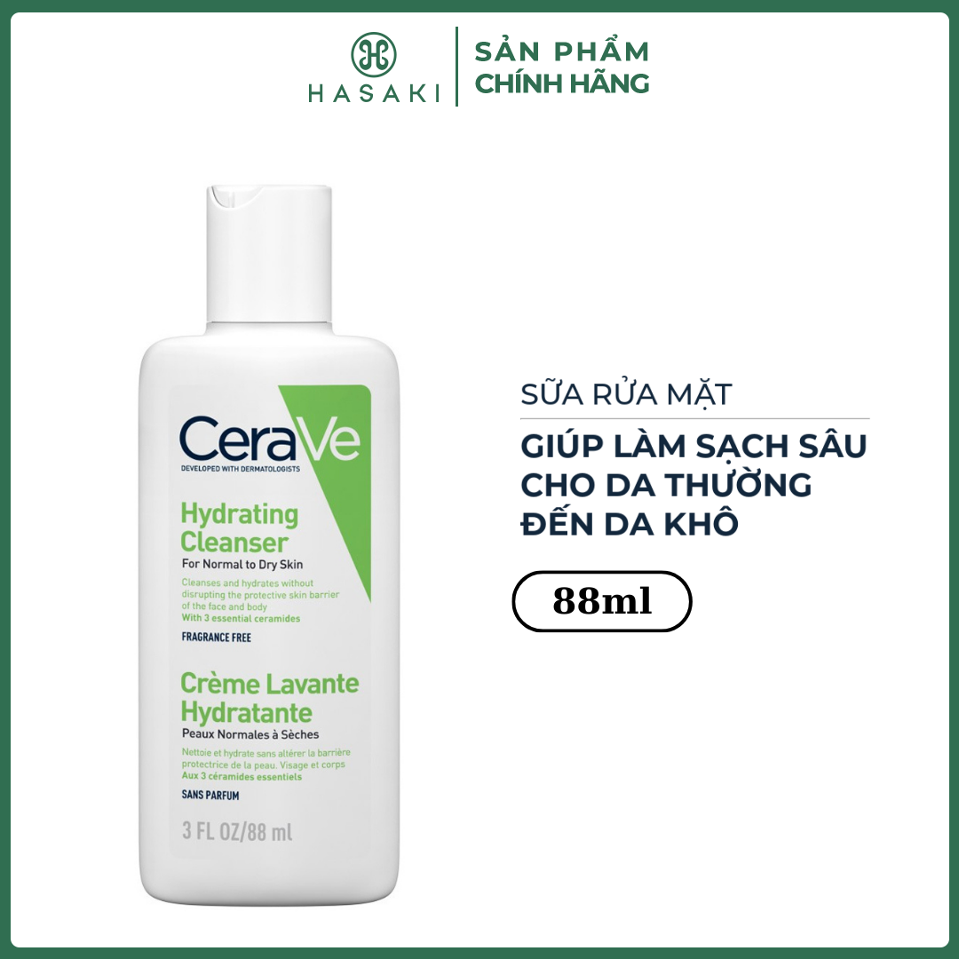Sữa Rửa Mặt Cerave Sạch Sâu Cho Da Thường Đến Da Dầu, Cho Da Thường Đến Khô 88ml, 236ml, 473ml Hasaki Sản phẩm chính hãng