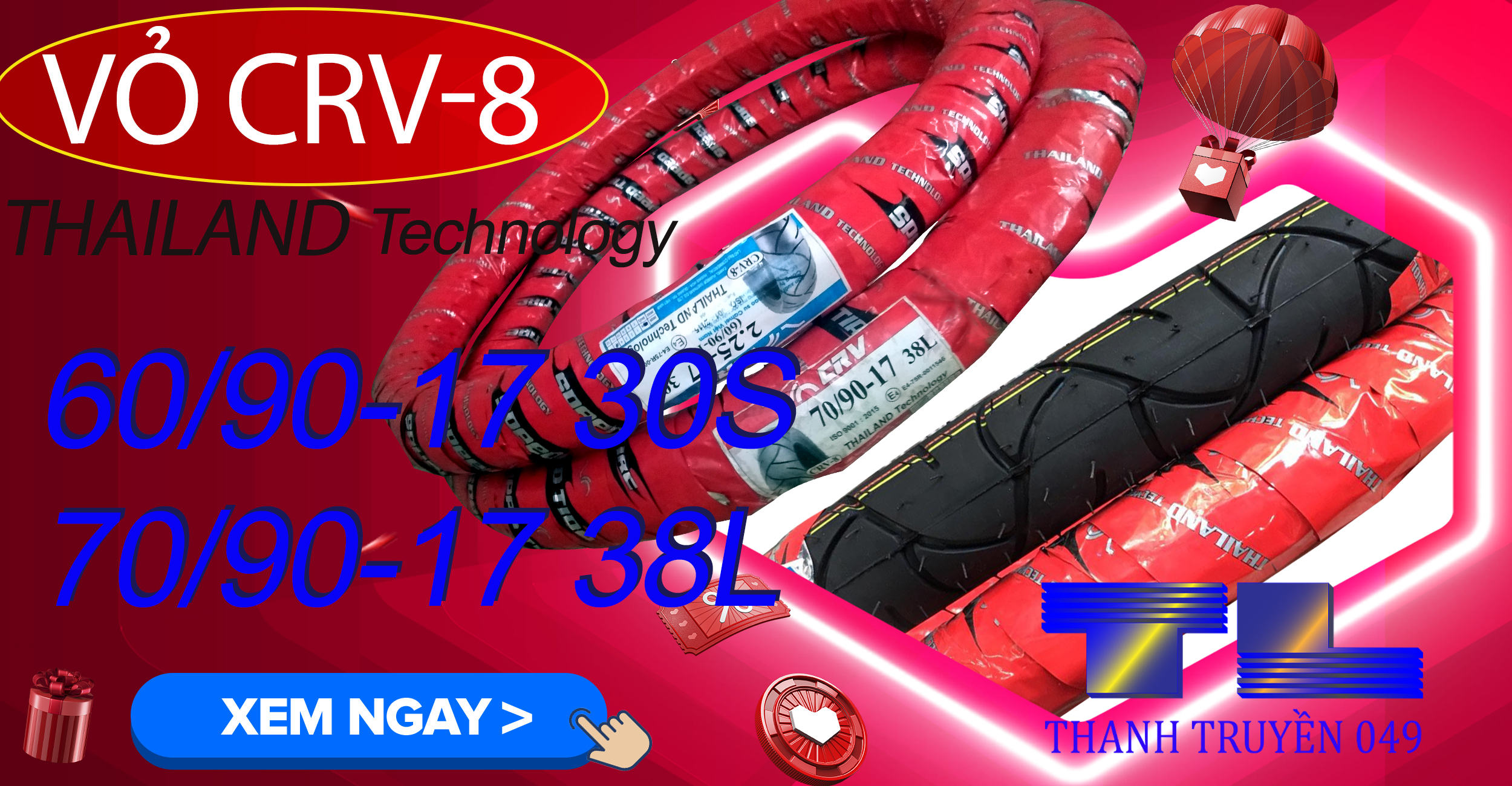 Vỏ CRV 1 cặp technology Thailan bao bì đỏ