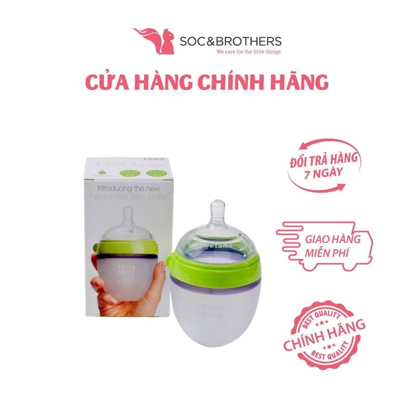 Bình sữa silicone comotomo 150ml - xanh
