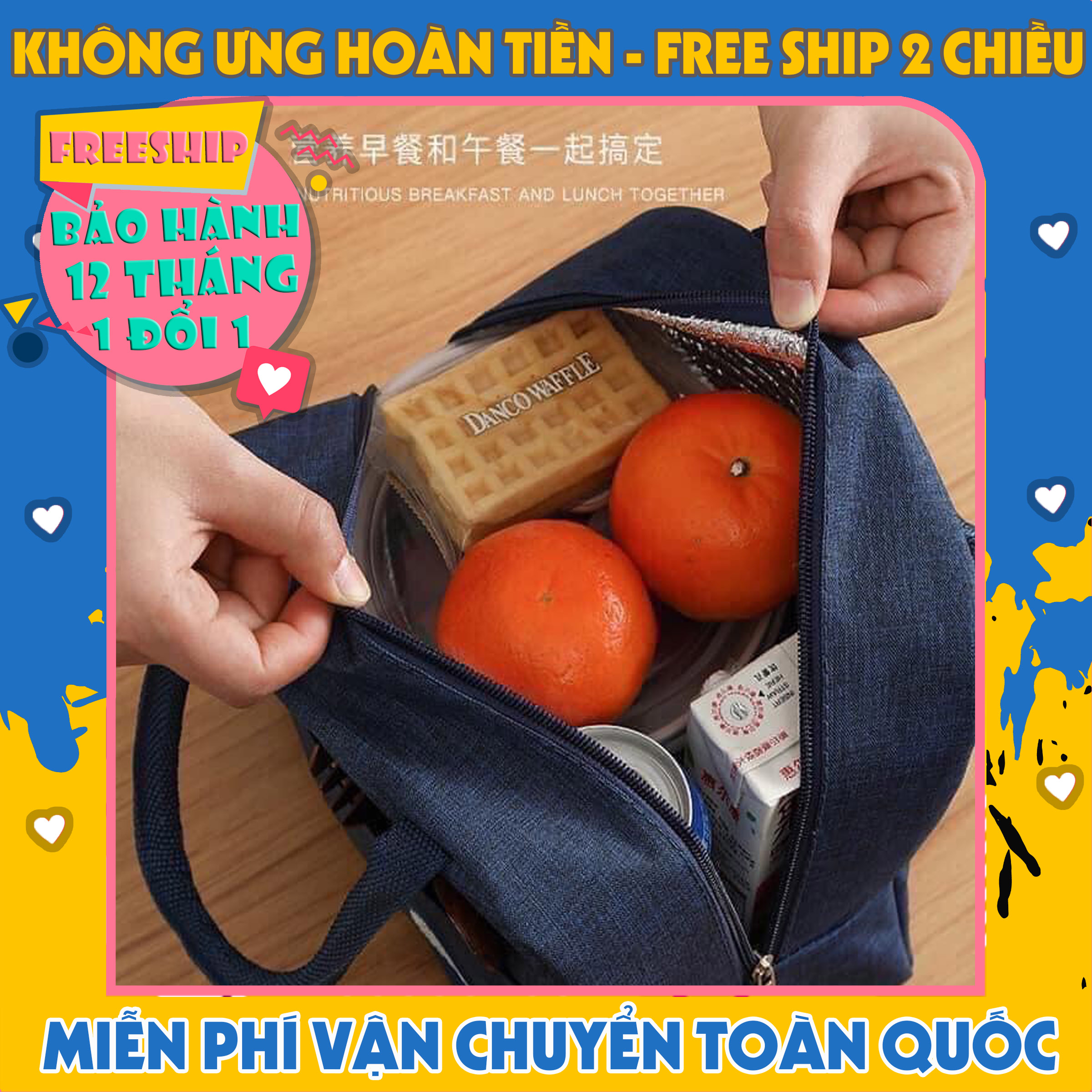 Túi giữ nhiệt đựng cơm và đồ ăn lót siêu dầy có quai xách tiện lợi , túi giữ nhiệt, túi đựng cơm văn phòng, túi giữ nhiệt đa năng