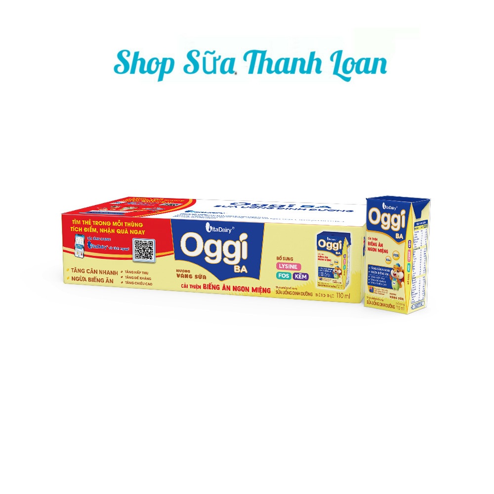 (HSD T8-2025) Thùng 48 Hộp Sữa Bột Pha Sẵn Oggi Biếng Ăn Hương Váng Sữa 110ml.