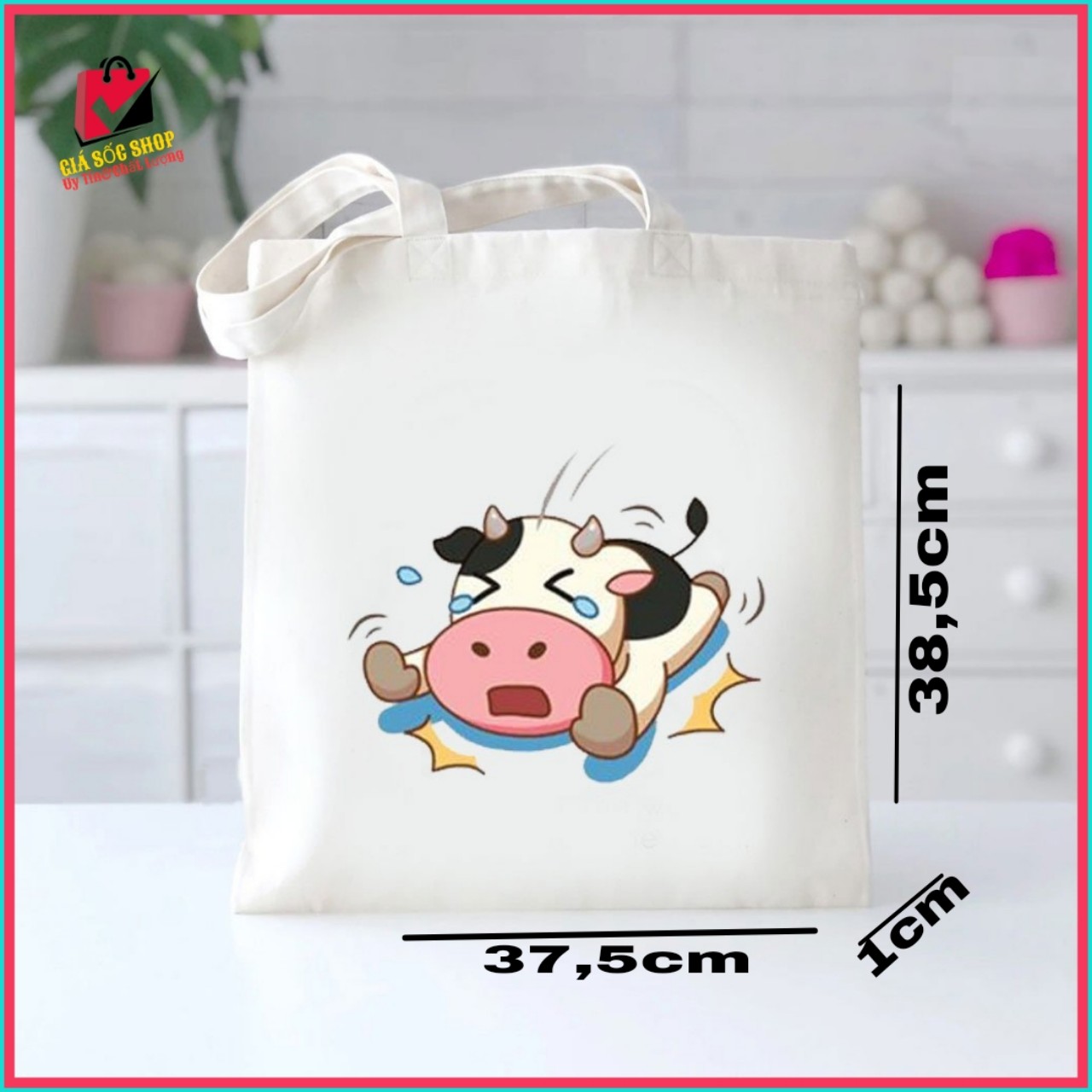[HCM][GIÁ SỐC] Túi tote  túi xách  túi đeo vai vải canvas mềm quay liền hình con bò sữa phong cách Hàn Quốc