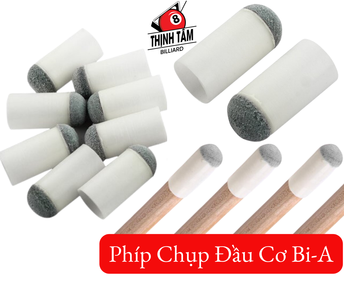 Chụp đầu cơ đài loan đầu chụp da bò gậy bi-a bida 11mm 12mm 13mm cao cấp
