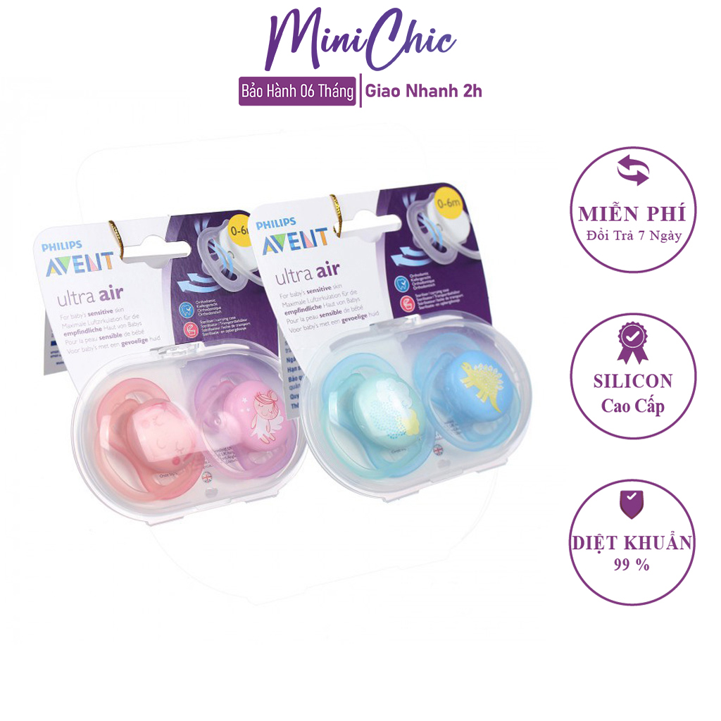 Ti giả Avent,núm ti Avent Ultra Air chỉnh nha, ti giả thông khí chống đầy hơi cho bé