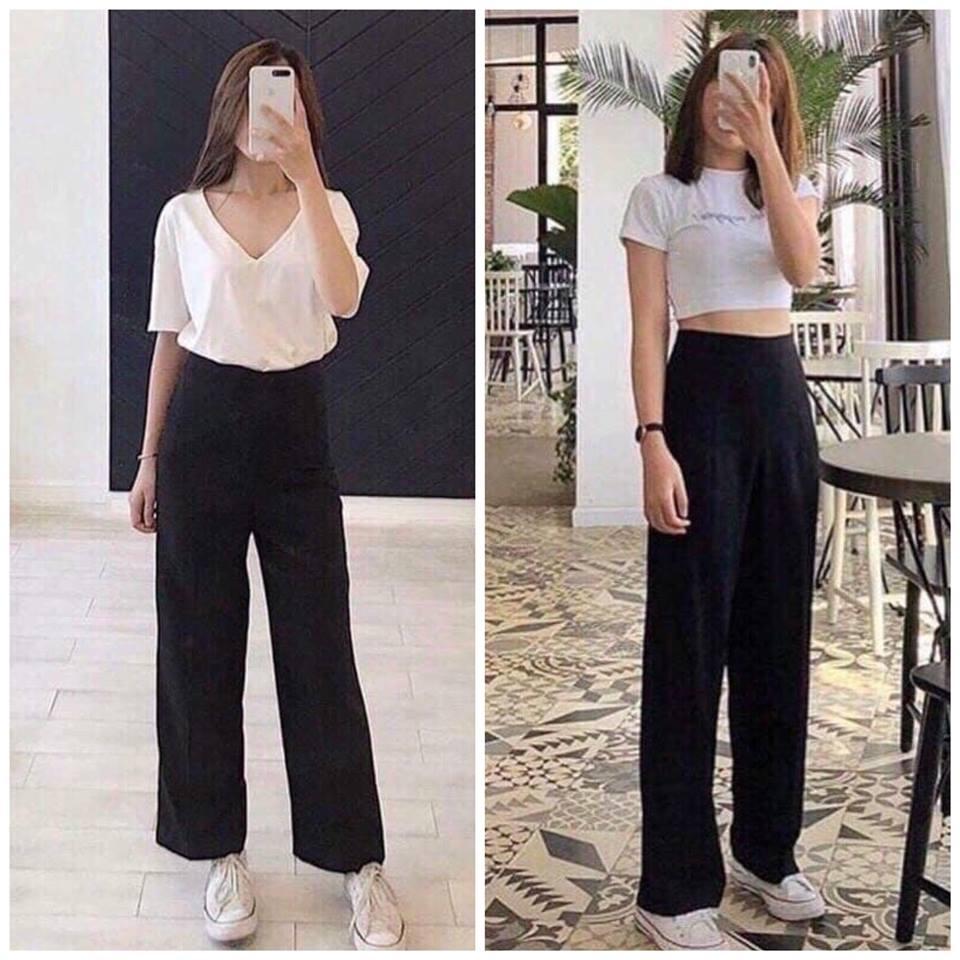 [HCM]QUẦN SUÔNG ĐEN ỐNG RỘNG