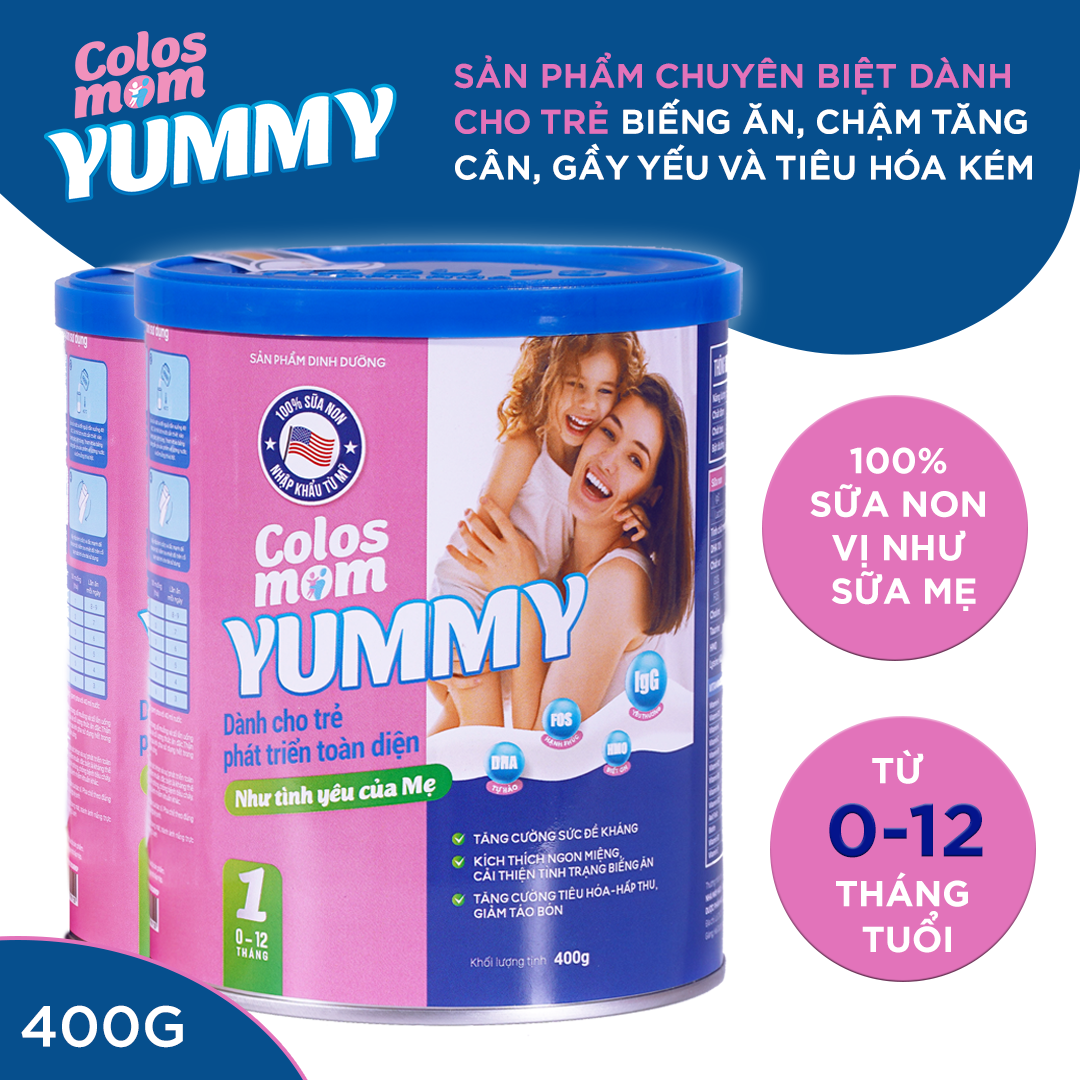 Sữa Colosmom Yummy 1 Lon 400g[ Cho trẻ 0-12 tháng tuổi]