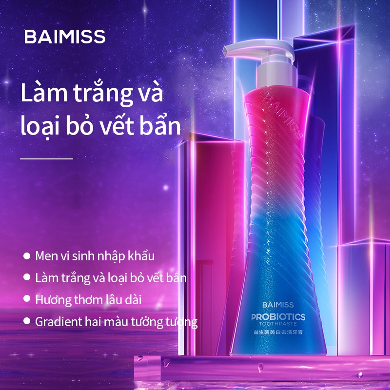 Baimiss kem đánh răng probiotics kem đánh răng làm trắng răng 210g kem đánh răng hương đào làm mới miệng 210g