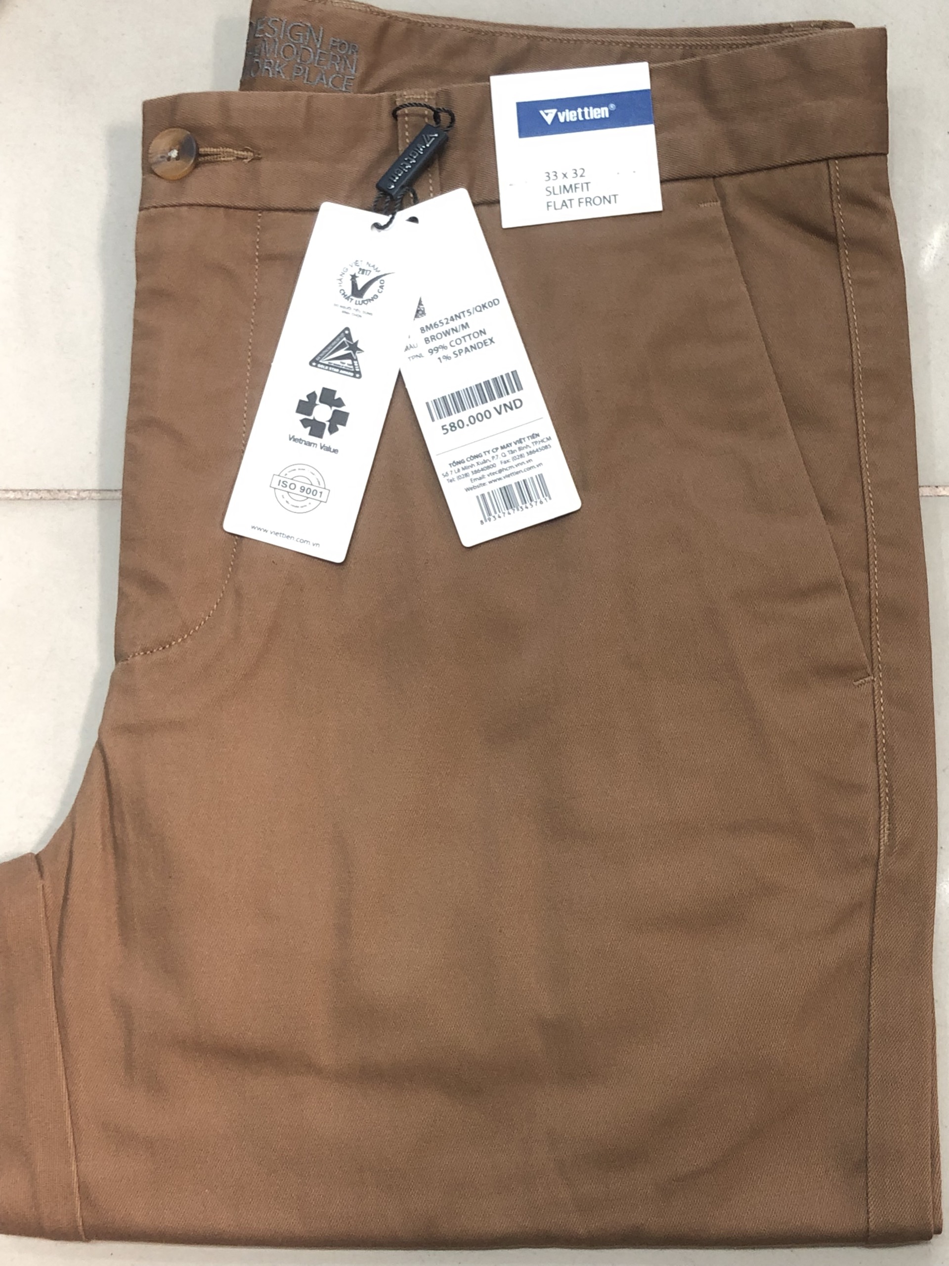 Quần kaki nam Việt Tiến không pli [8M6524]