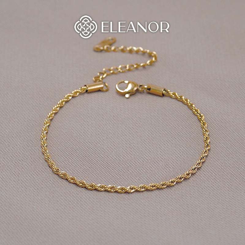 Vòng tay nữ titan Eleanor Accessories dạng dây xoắn lắc tay basic phụ kiện trang sức 7443