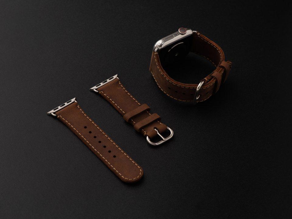 [HCM]Dây Da Nâu Cho Đồng Hồ Apple Watch Sen Khắc Tên Sử Dụng Được Dưới Nước- 42/44/45MM