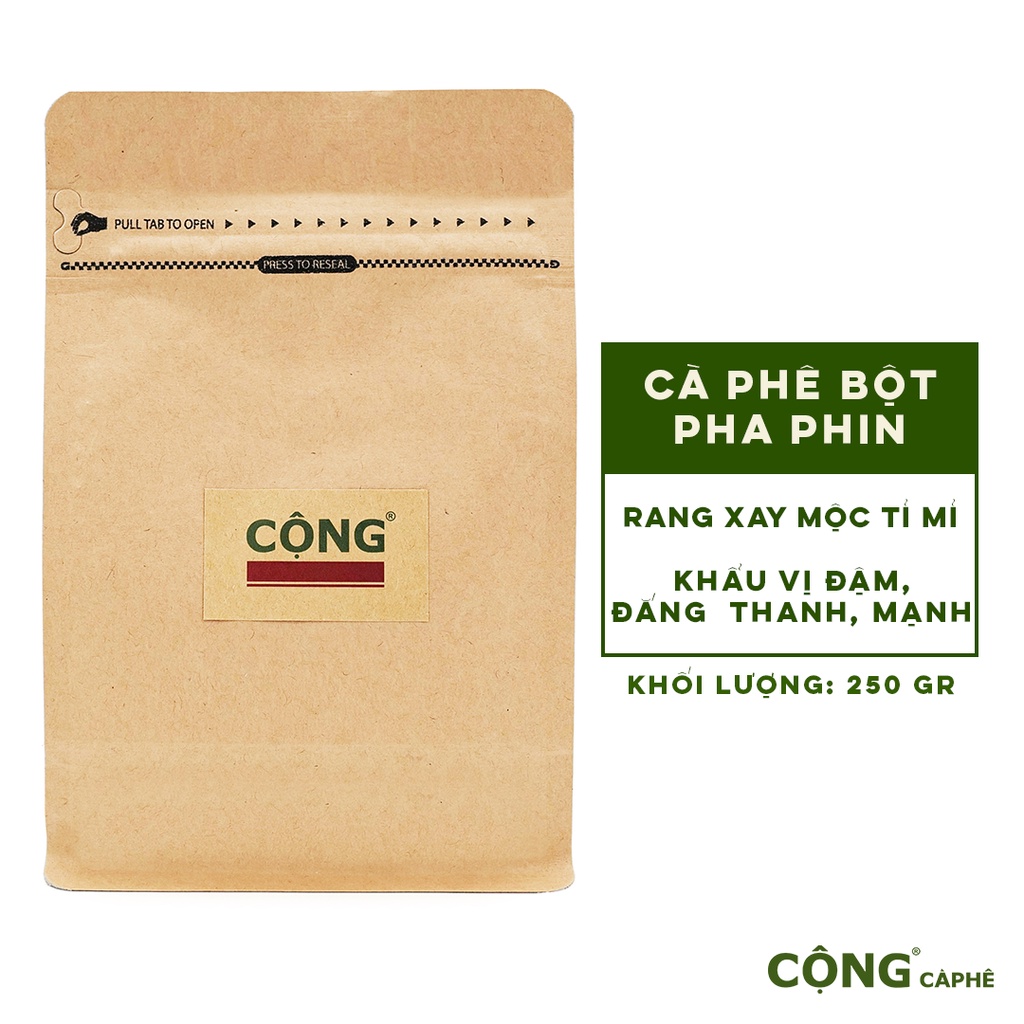 Cà phê bột 250gr pha phin 100% robusta cộng cà phê