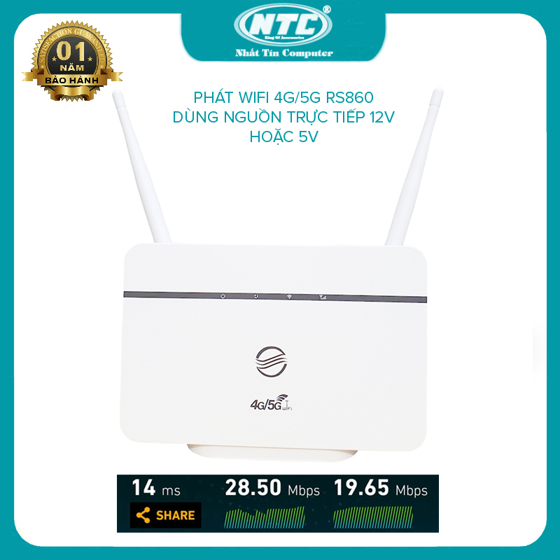 Phát wifi từ sim 4G LTE CPE RS860 nhỏ gọn - dùng nguồn trực tiếp 12V hoặc 5V (trắng) - Nhất Tín Computer