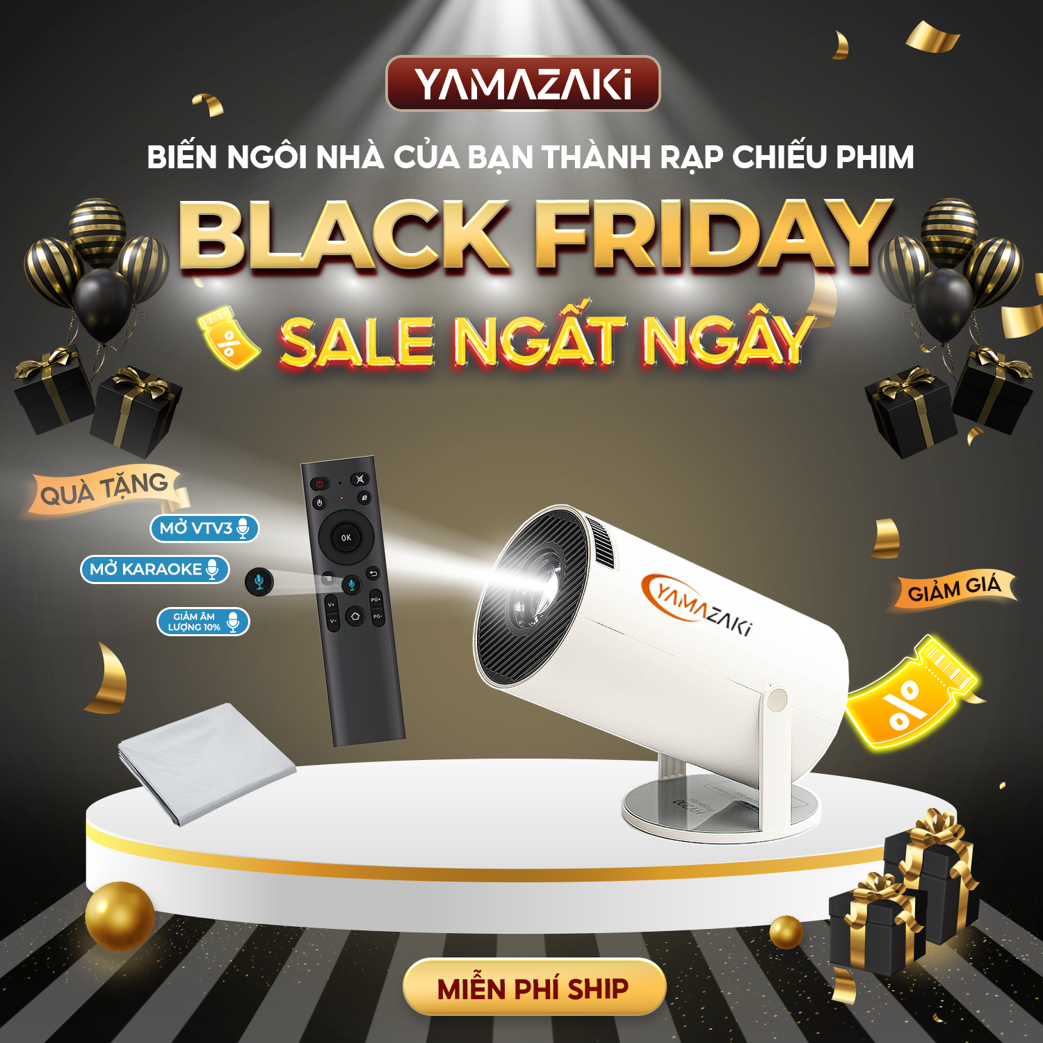 YAMAZAKI Máy chiếu mini độ phân giải Full HD âm thanh chân thực android 11.0 dùng xem phim giải trí gia đình HY300 máy chiếu bảo hành 12 tháng