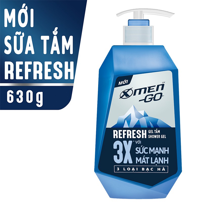 [HCM]Gel tắm Xmen Go Refresh 3 loại bạc hà 650ml