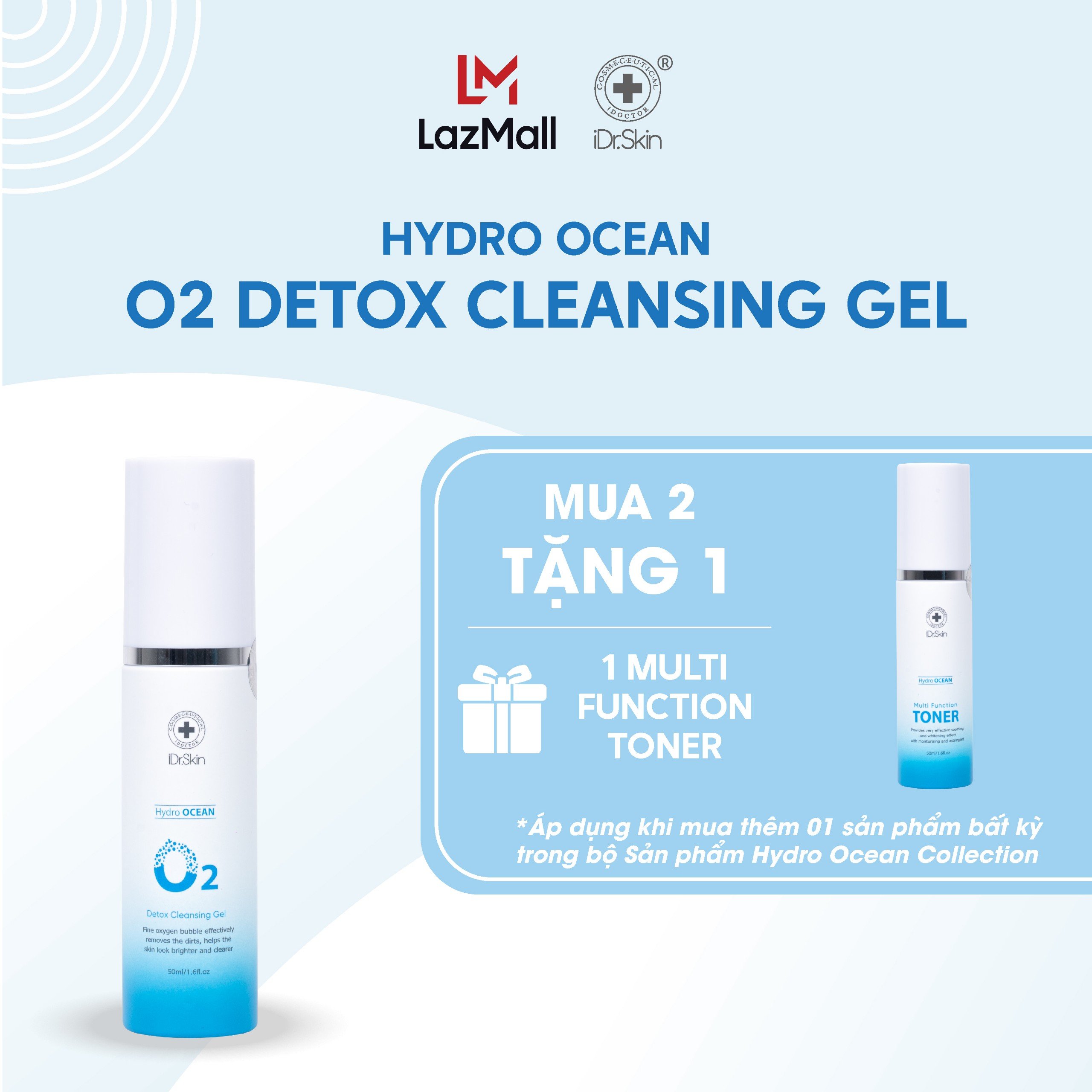 Sửa rửa mặt tự sủi bọt Hydro Ocean O2 Detox Cleansing Gel