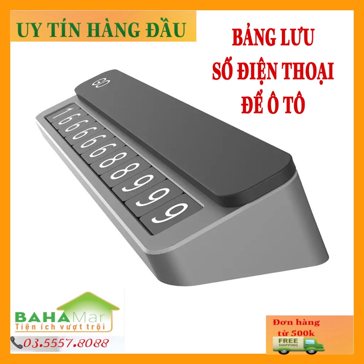 THẺ LƯU SỐ ĐIỆN THOẠI DOKIY TRÊN XE HƠI BẰNG  HỢP KIM SIÊU ĐẸP "BAHAMAR" (Có thể dùng làm biển số tạm thời khi cần)! gắn trên táp lô hay kính xe như một vật dụng trang trí cho không gian xe