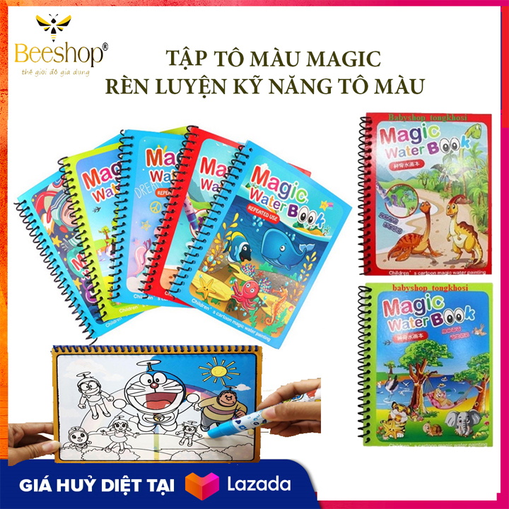 Tranh tô màu nước magic book, tranh nước ma thuật book nhiều chủ đề tặng kèm bút có thể sử dụng được nhiều lần, đồ chơi tranh màu ma thuật magic book, cho bé trai bé gái phát triển kỹ năng sáng tạo, rèn luyện kỹ năng tô màu