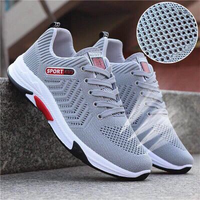 Giày thể thao sneaker nam Sport ABUU 2 màu xám và đen thoáng khí