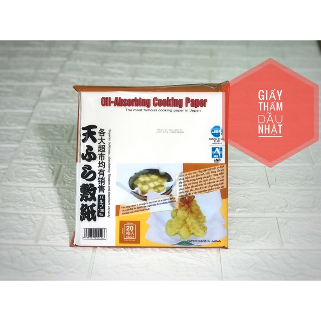 Giấy thấm dầu thức ăn Nhật - Giấy thấm dầu kokusai 20 tờ kích thước 24x25cm