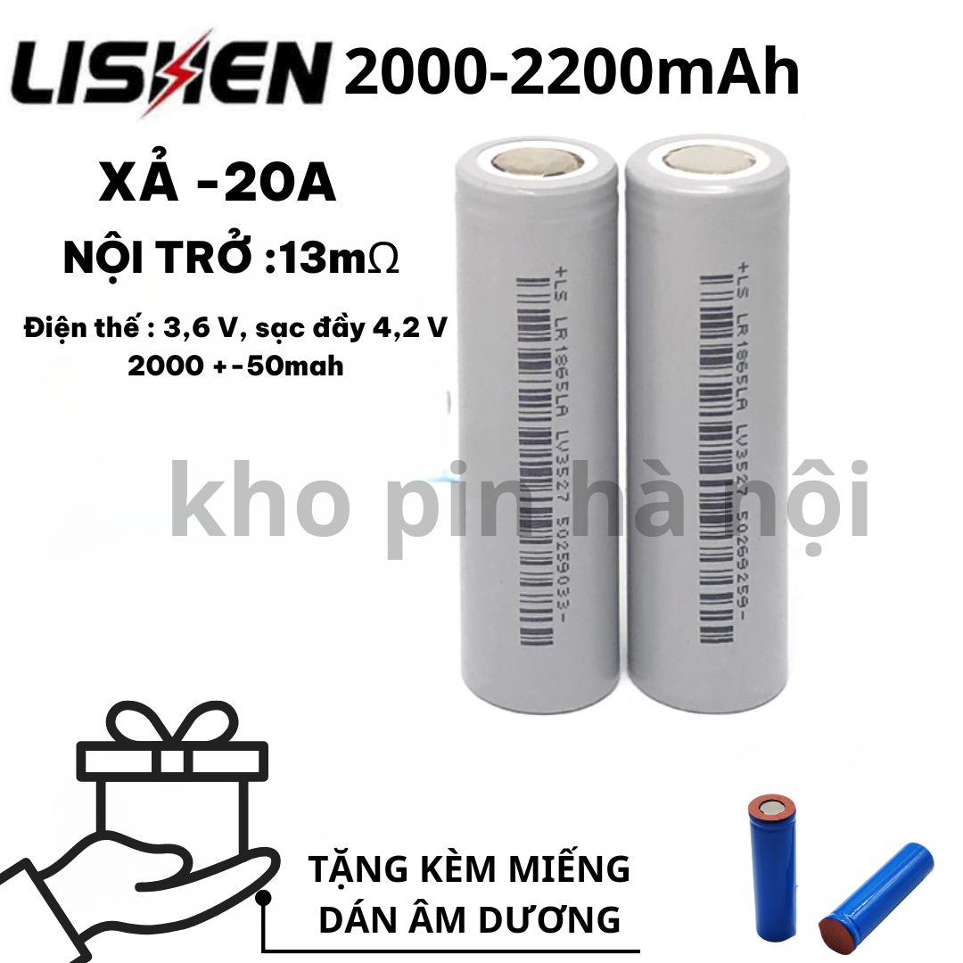 Combo 10 cell pin18650 lishen xám 2000mah xả 10c 20a - chính hãng - hàng mới 100%