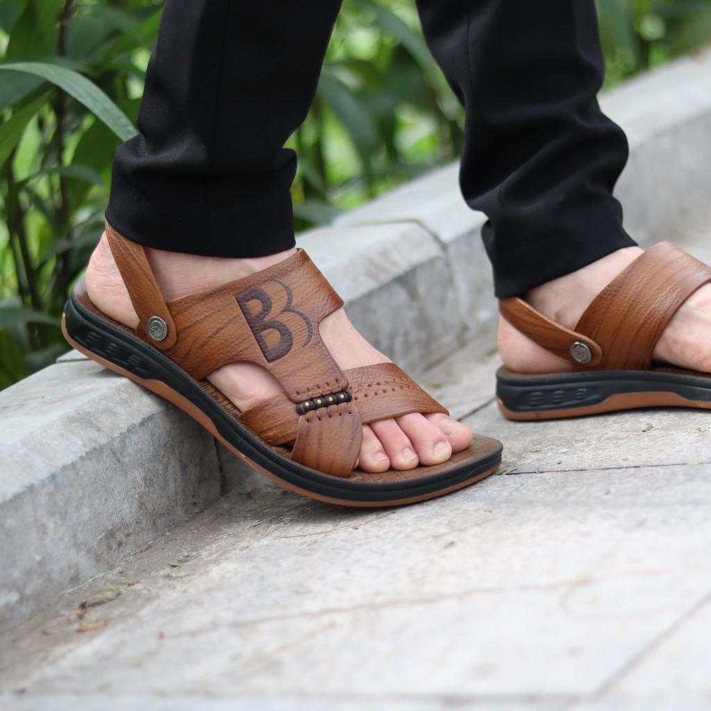 Dép sandal nam da bò đế kếp da bò thật 100% đế kếp siêu bền siêu đẹp khâu may chân quai siêu chắc chắn