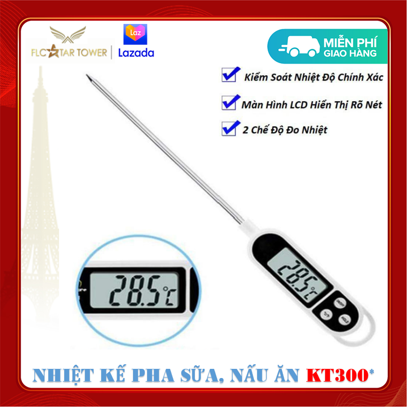 Nhiệt Kế Kĩ Thuật Số Nấu Ăn Nhiệt Độ Thực Phẩm KT300 - Que Nhiệt Kế Điện Tử Đo Nhiệt Độ Nước, Sữa, Nhiệt Độ Phòng Bếp. Độ Chính Xác Cao, Cấu Trúc Nhỏ Gọn, Dễ Dàng Sử Dụng. Bảo Hành Uy Tín