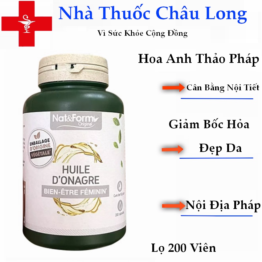 Viên uống Tinh Dầu Hoa Anh Thảo Nat&Form Huile D’Onagre hộp 200v chuẩn xịn Pháp-Date Mới