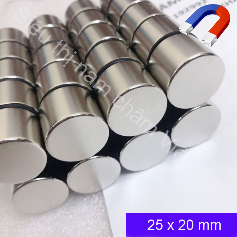 Nam châm đất hiếm 25x20mm siêu hít, nam châm trắng lực hút siêu mạnh