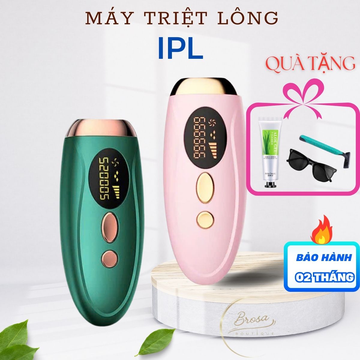 Máy triệt lông mini cầm tay IPL, triệt lông vĩnh viễn lông nách, tay, chân, bikini tại nhà Brosi