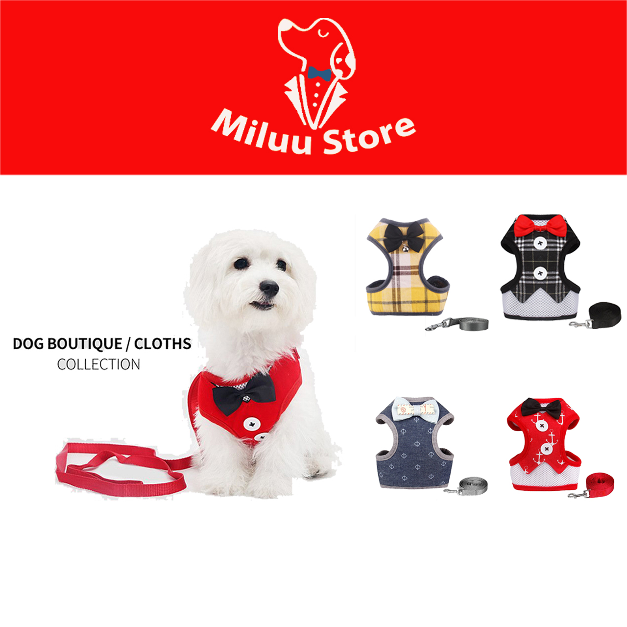 Dây Yếm Chó Mèo Kiểu Dáng Hàn Quốc-Dây yếm Dắt Chó Đi Dạo Kiểu Hàn Quốc Giá Rẻ