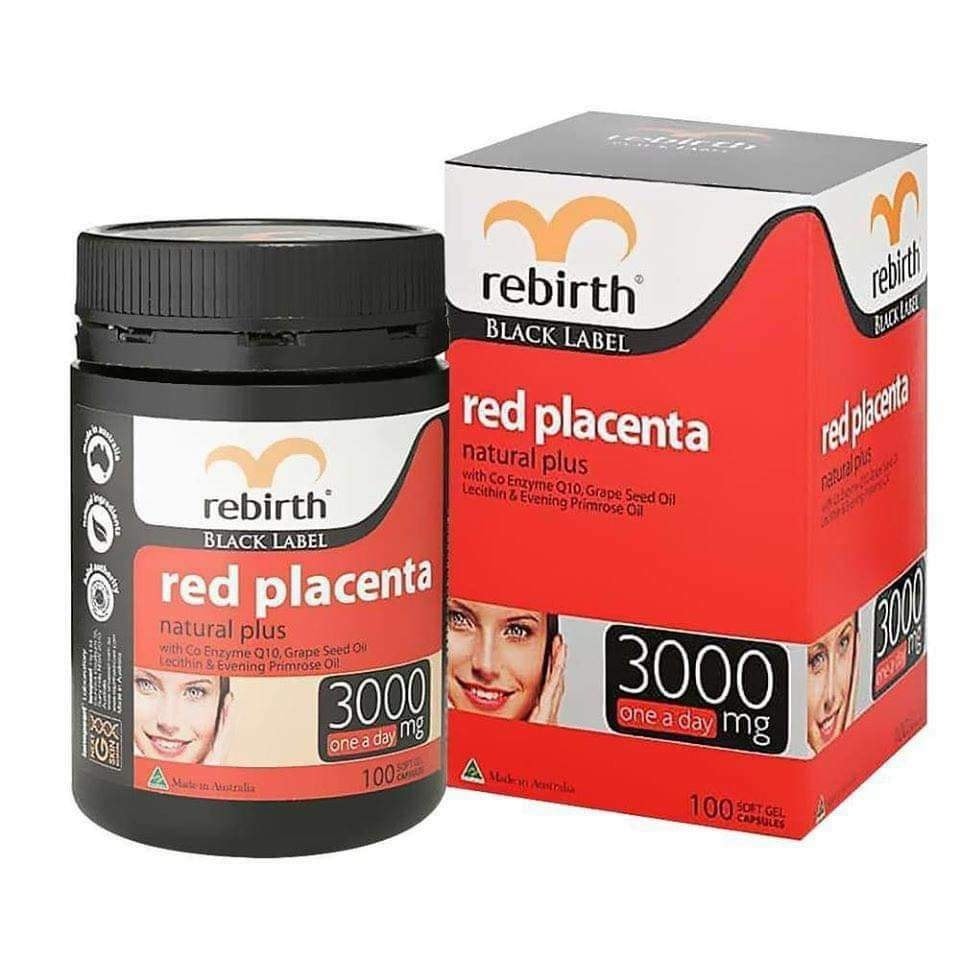 Viên uống nhau thai cừu Đỏ Rebirth Red Placenta 3000mg Úc