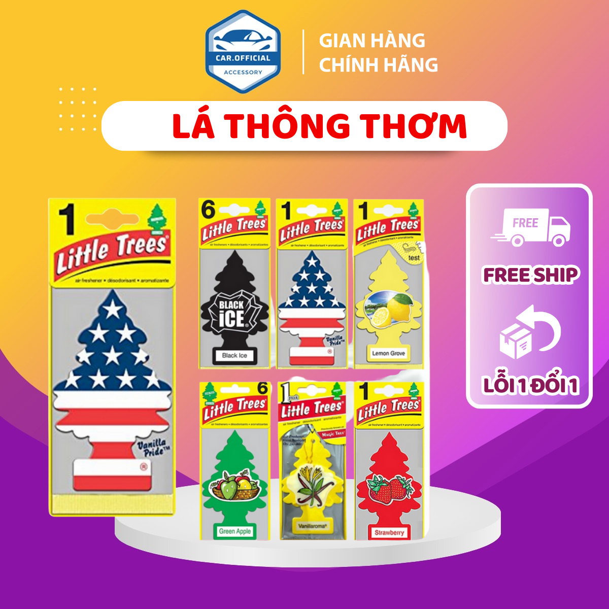 Cây thông thơm - cây thông thơm little trees - treo xe ô tô, tủ quần áo khử mùi - thay thế nước hoa ô tô