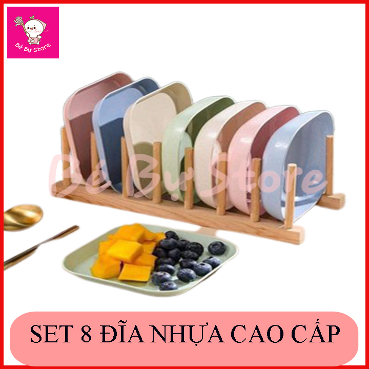Set 8 đĩa nhựa lúa mạch màu pastel siêu xinh