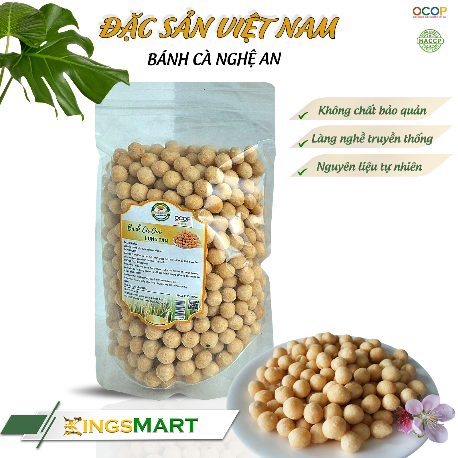 Bánh cà quê vị truyền thống – Thương hiệu Hưng Tân – Đặc sản Nghệ An – Túi 500g – Kingsmart
