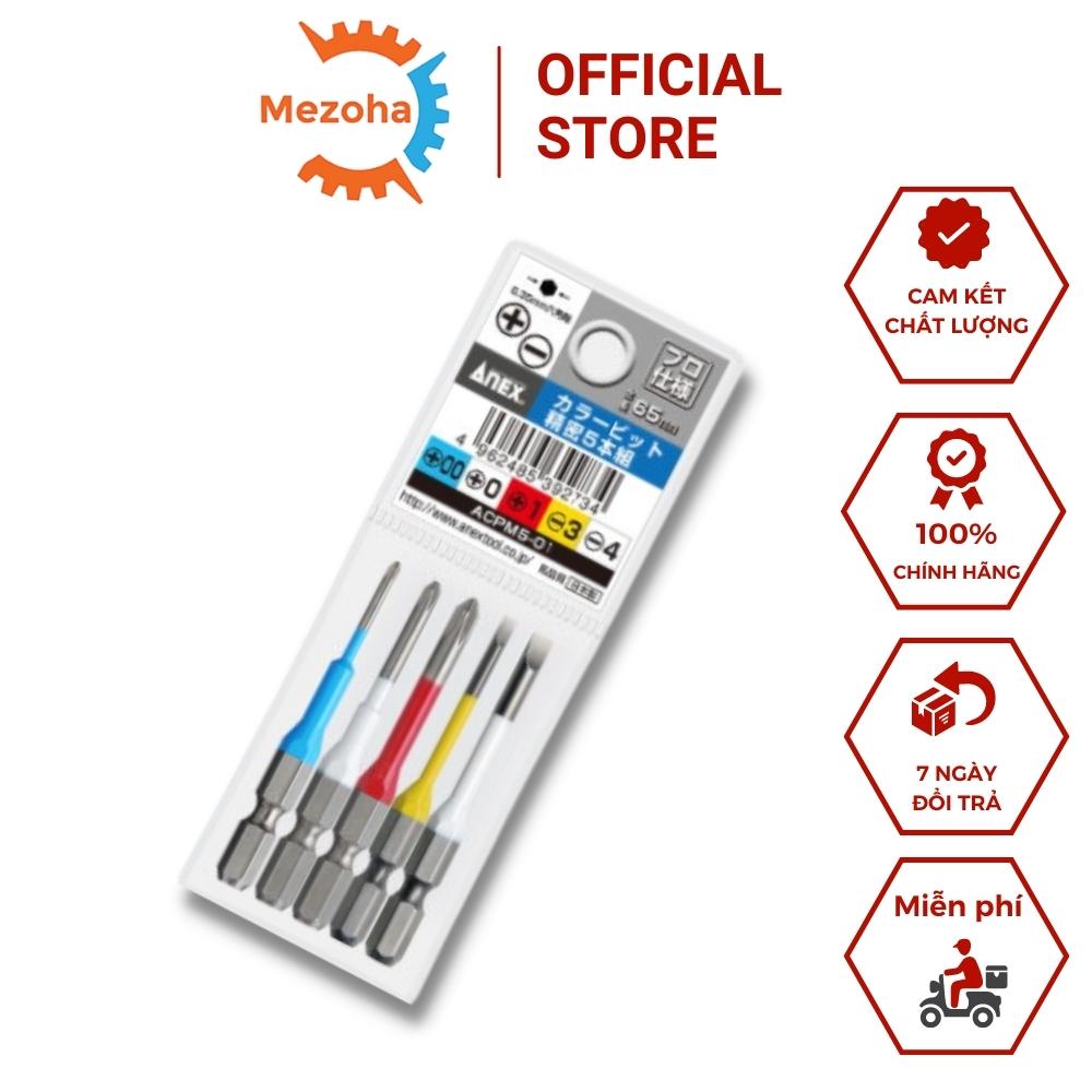Bộ 5 mũi vít đủ kích cỡ dài 65mm Anex ACPM5-01 cao cấp made in Japan hàng chính hãng | Mezoha