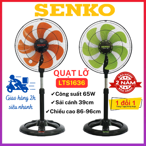 Quạt điện đứng 7 cánh senko lts1636 - quạt lỡ sải cánh 39 cm - 3 tốc độ gió - êm ái , bền bỉ - chính hãng - bảo hành 24 tháng
