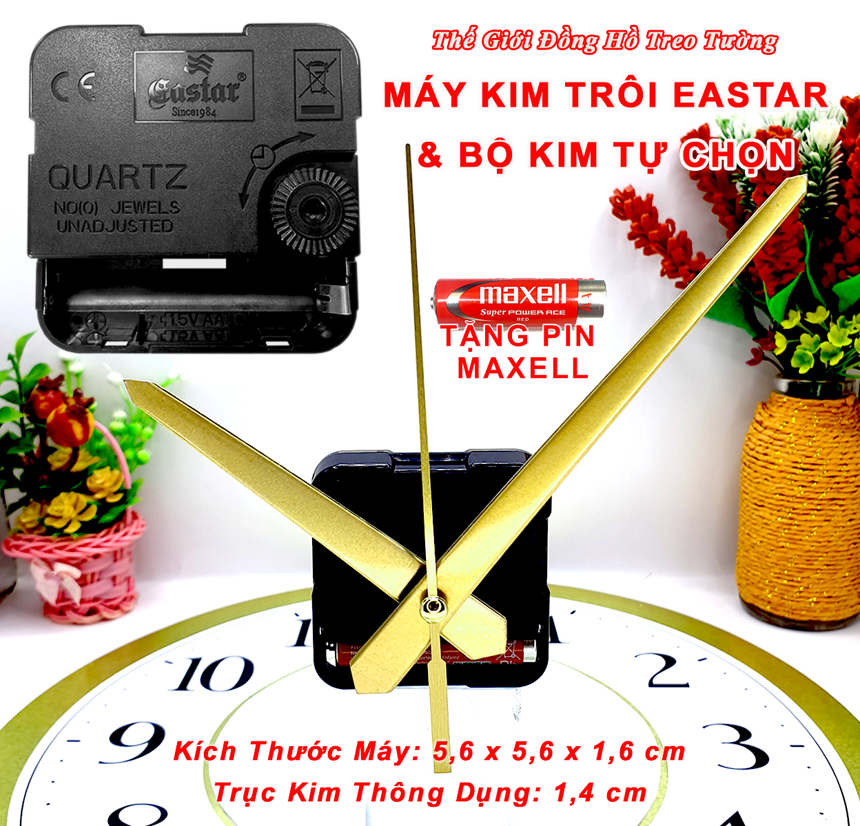 Máy Đồng Hồ KIM TRÔI CAO CẤP EASTAR - Bộ KIM Tự Chọn - Bảo Hành 2 Năm - Tặng Pin Tiểu AA