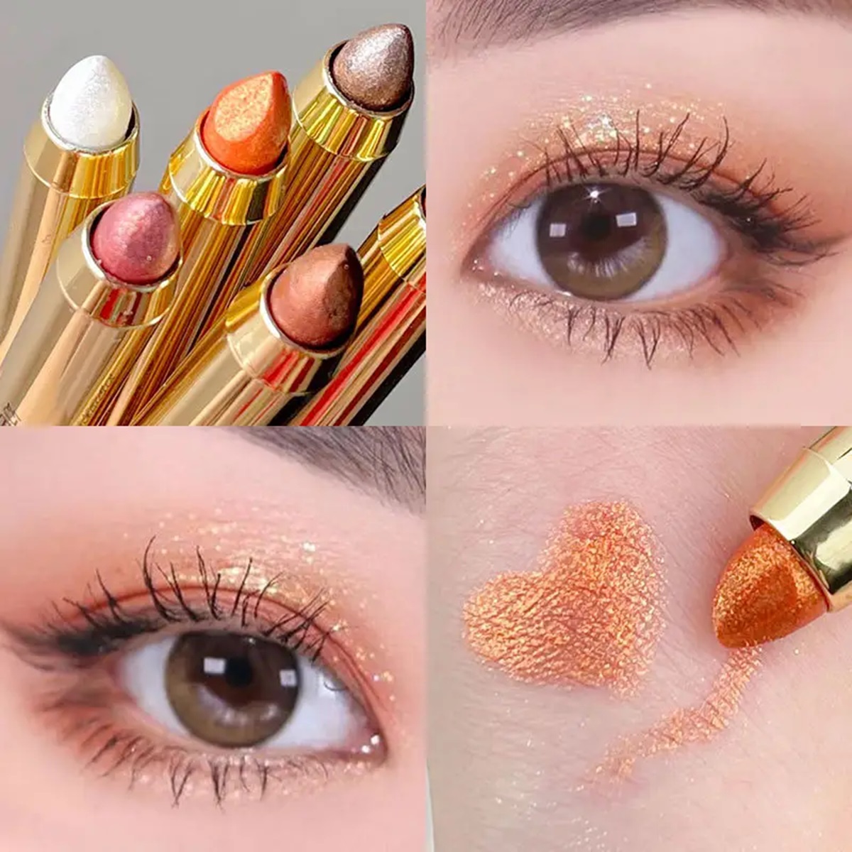 Phấn mắt dạng bút sáp 2 đầu màu lấp lánh, bút nhũ mắt 1 Đầu Nhũ Mắt, Một Đầu Cọ Tán Siêu Tiện Lợi
