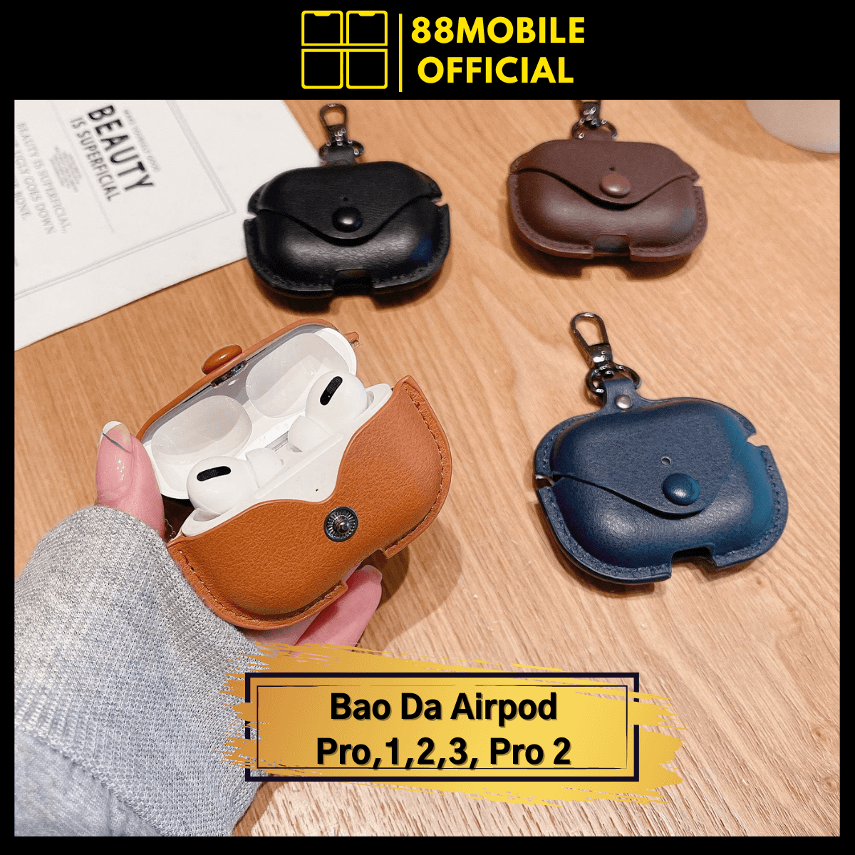 Bao da AirPod Pro 1 2 3 Pro 2 chất liệu da Bảo vệ hoàn hảo và phong cách đẳng cấp I 88Mobile