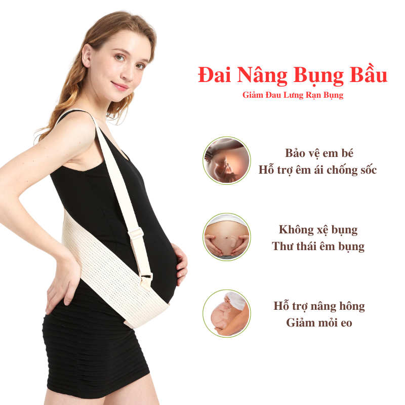 Đai đỡ bụng bầu co dãn 4 chiều giảm đau lưng phù chân