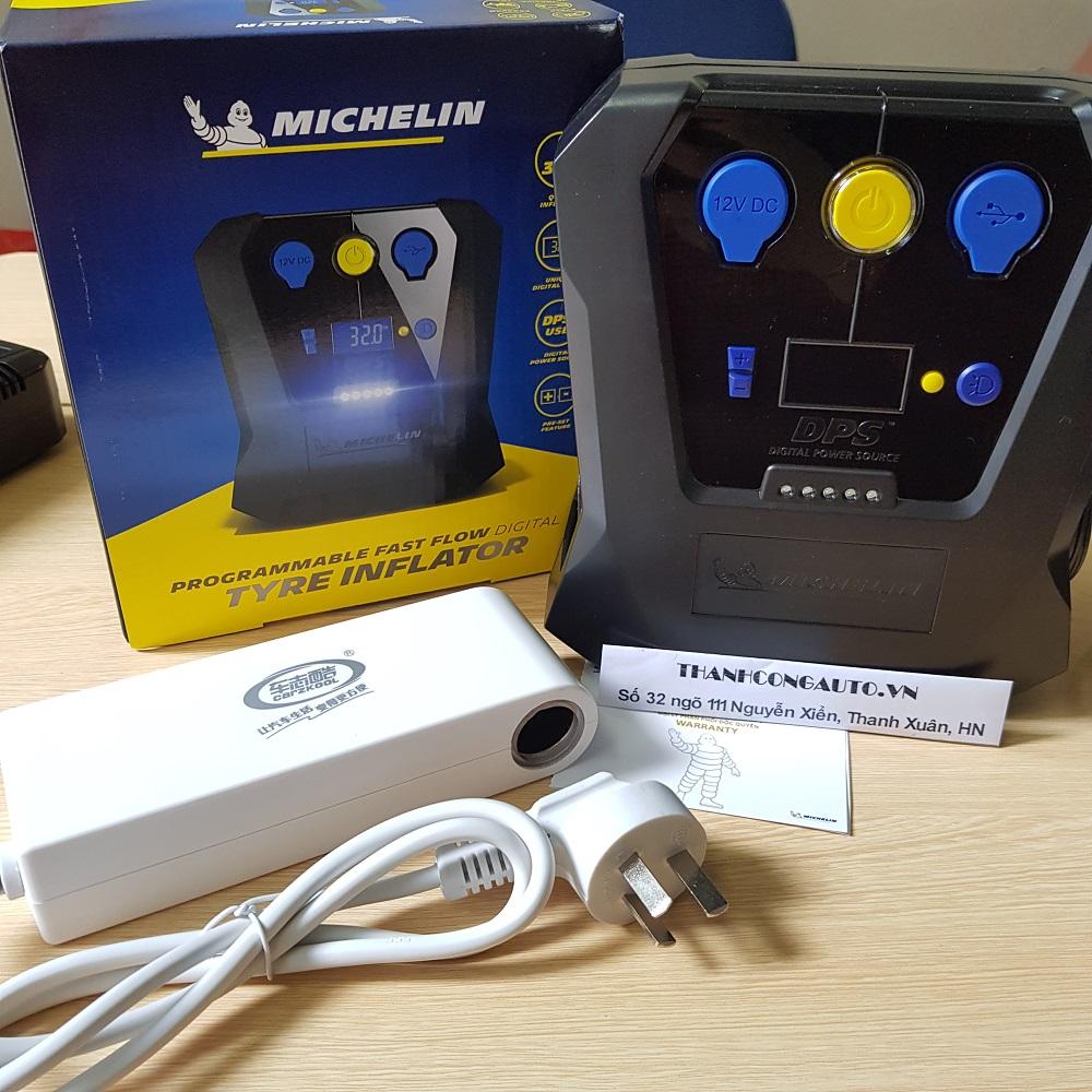 Bơm lốp 12V ô tô MICHELIN 12266 + Chuyển nguồn 220v - 12v 120w cao cấp. Dành cho mọi loại xe Ô tô(Còn hàng)