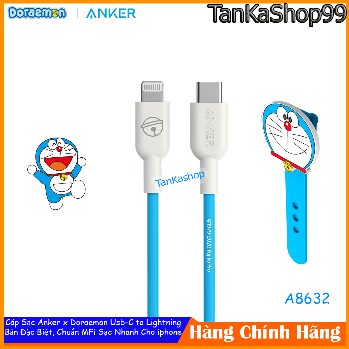 Cáp Sạc ANKER x Doraemon PowerLine II Usb-C to Lightning 0.9m - A8632
