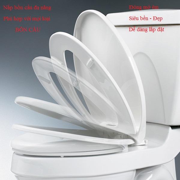 Nắp bồn cầu đóng êm TẶNG BỘ CHÂN ĐẾ - Thông Số Kích Thước Trong Ảnh - Bảo Hành 12 tháng Dễ dàng thay thế và lắp đặt Không cần gọi thợ