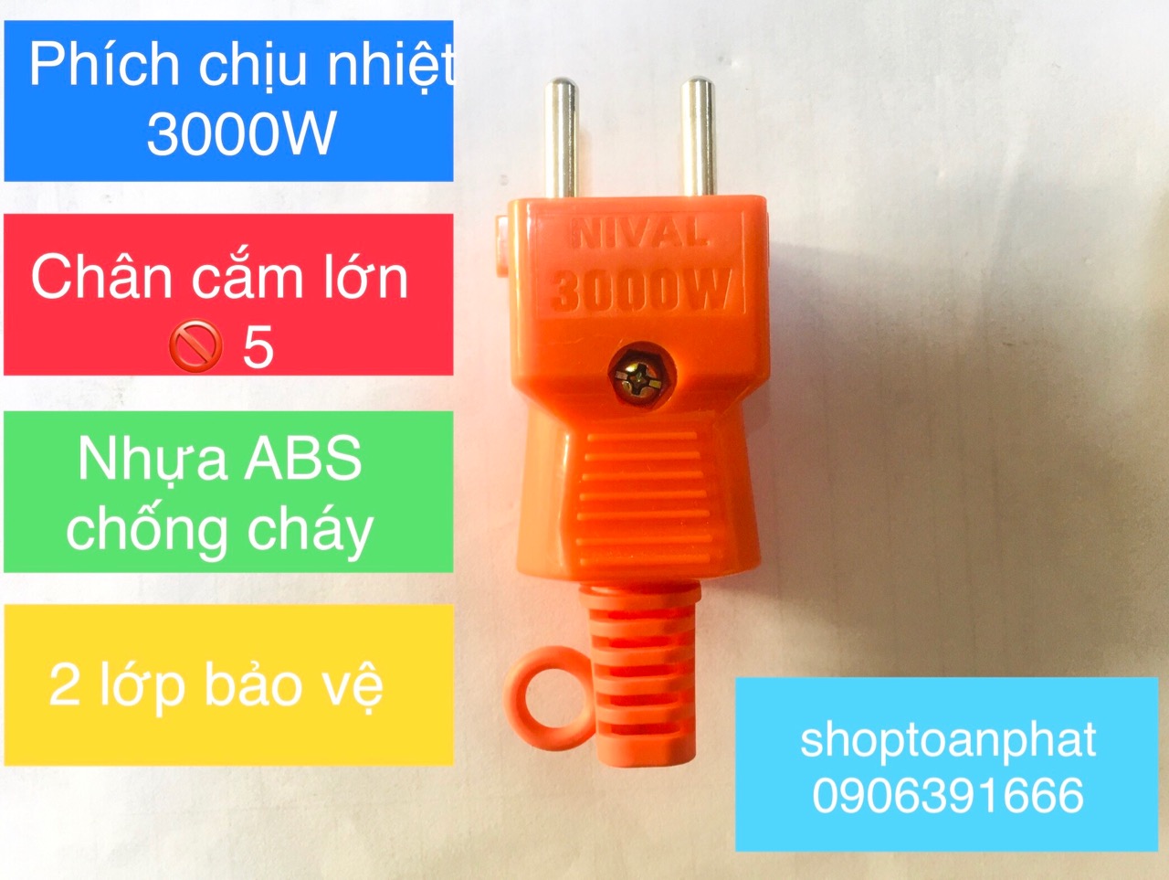 Phích cắm chịu nhiệt Nival, chịu nhiệt 3000w, phích đực, cái