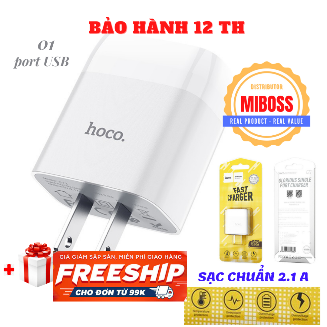 [HCM](FREESHIP) Củ sạc MIBOSS  2.1A sạc zin tự ngắt khi đầy pin bảo hành 12 tháng - Hoco C72 UH102 sạc IPHONE SAMSUNG XIAOMI OPPO  NOKIA...