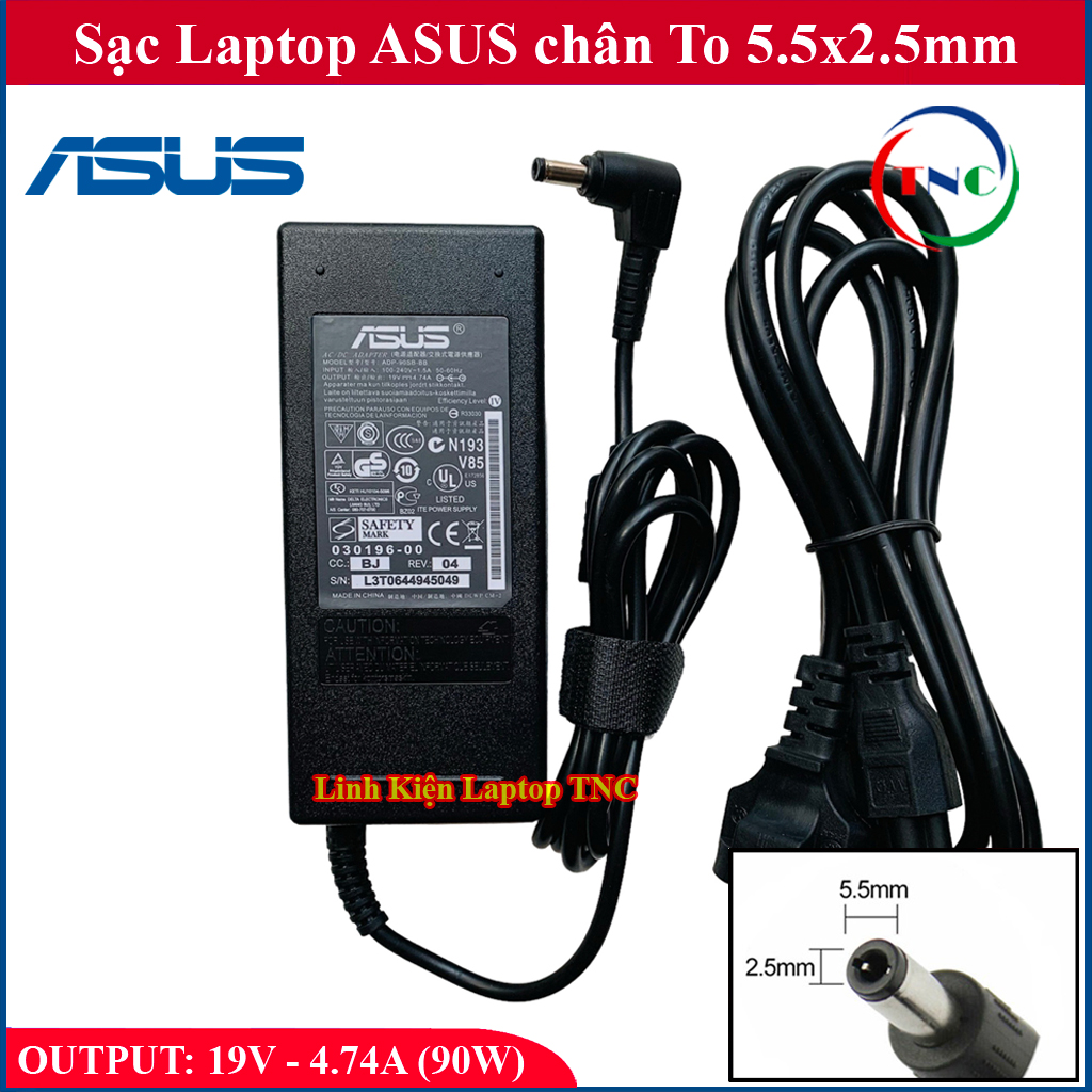 Sạc laptop asus 19v – 4.74a – 90w chân to 5.5x2.5mm - đường kính đầu sạc 5.5mm