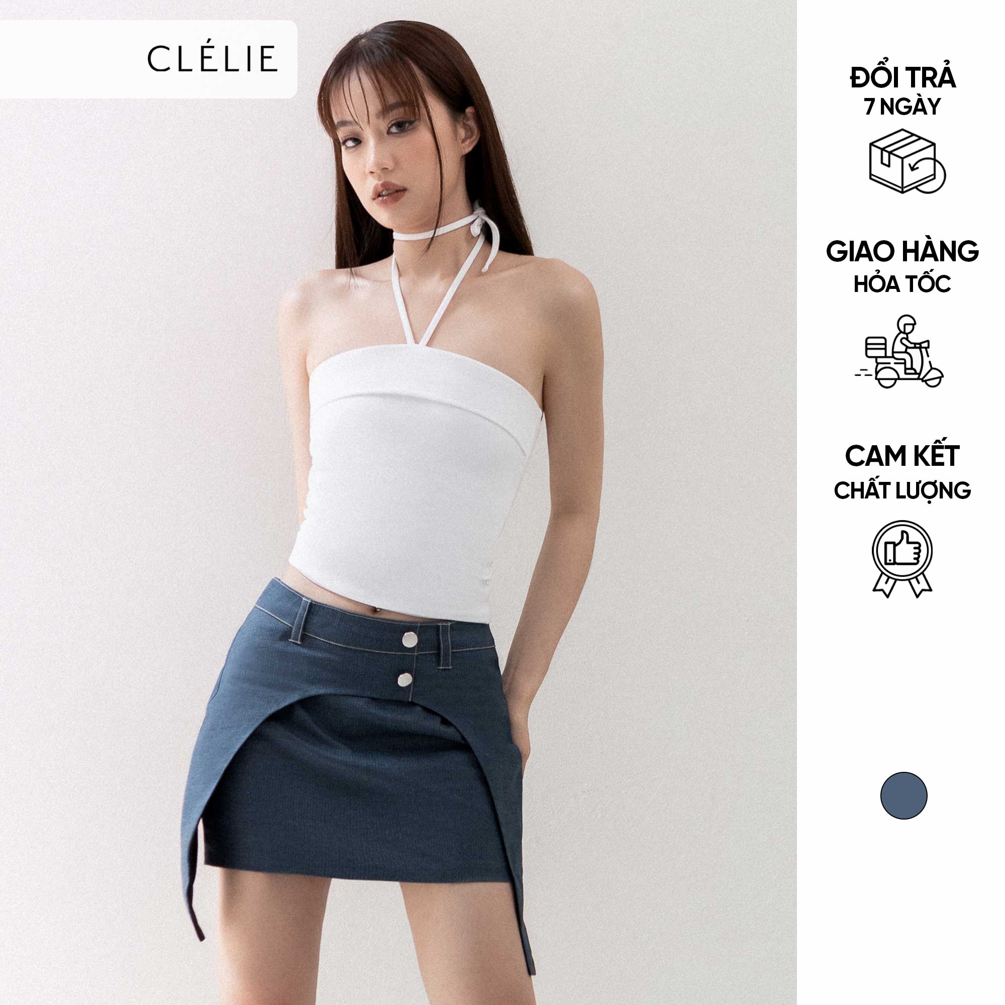 Chân váy ngắn y2k lưng thấp | rachel skirt - clélie