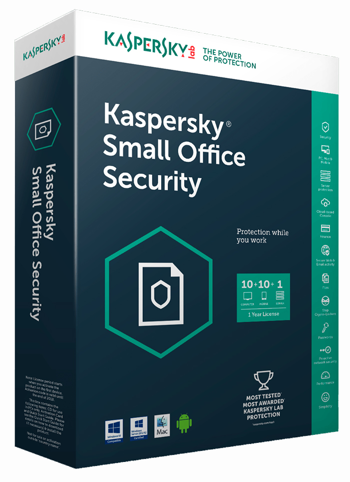 Kaspersky small office security 10 pcs + 01 file server 1 year