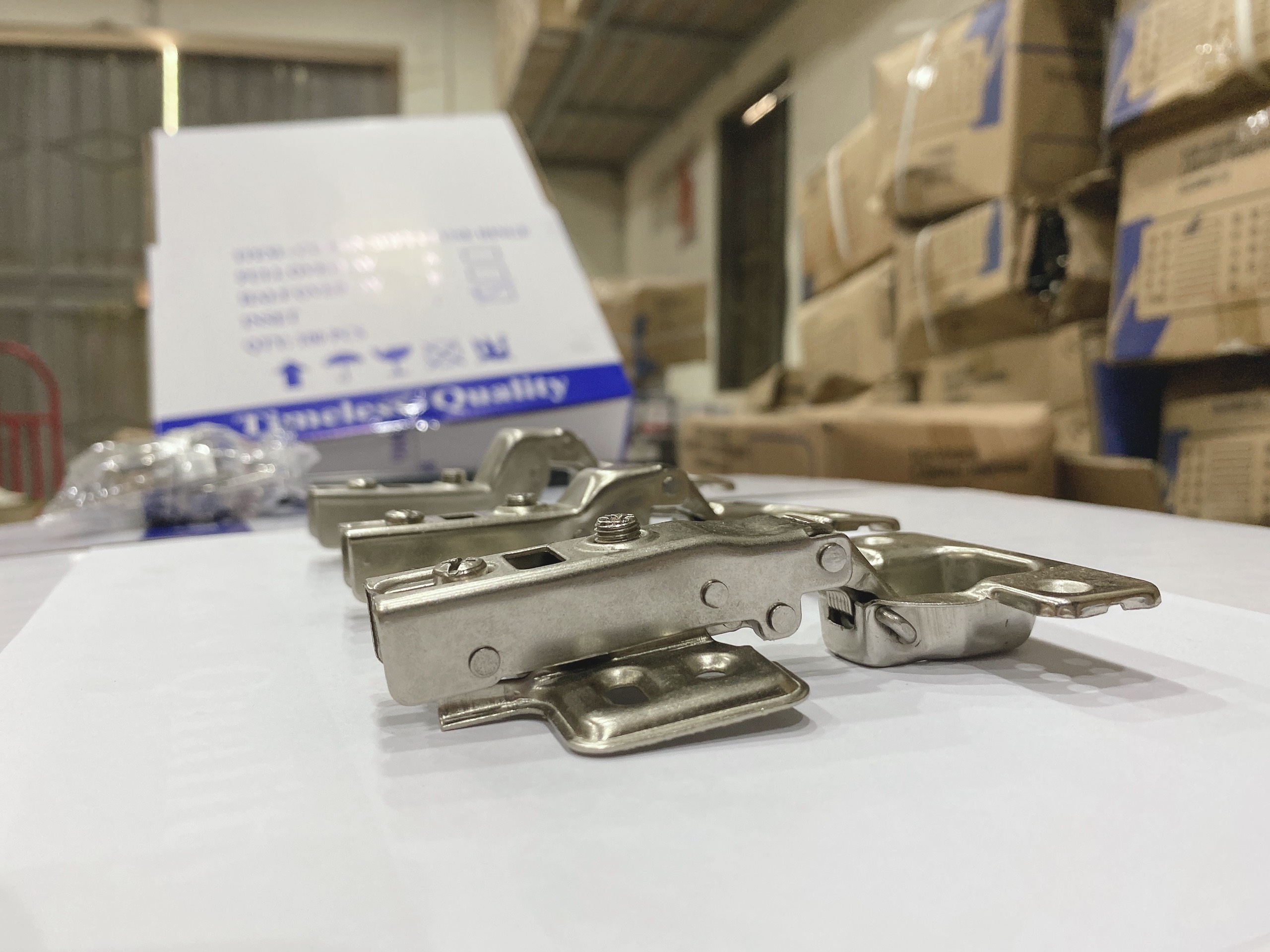 Bản lề thép mạ crome, giảm chấn, fix