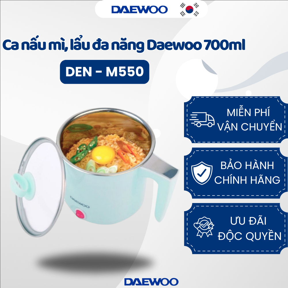 Daewoo Ca nấu mì, lẩu đa năng DEN-M550 (700ml) - Hàng chính hãng